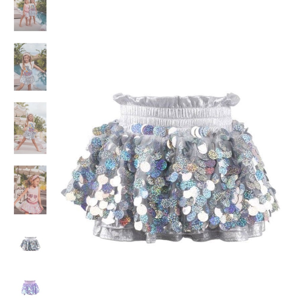 Lola and The Boys Paillette Metallic Skort Silver Size 4